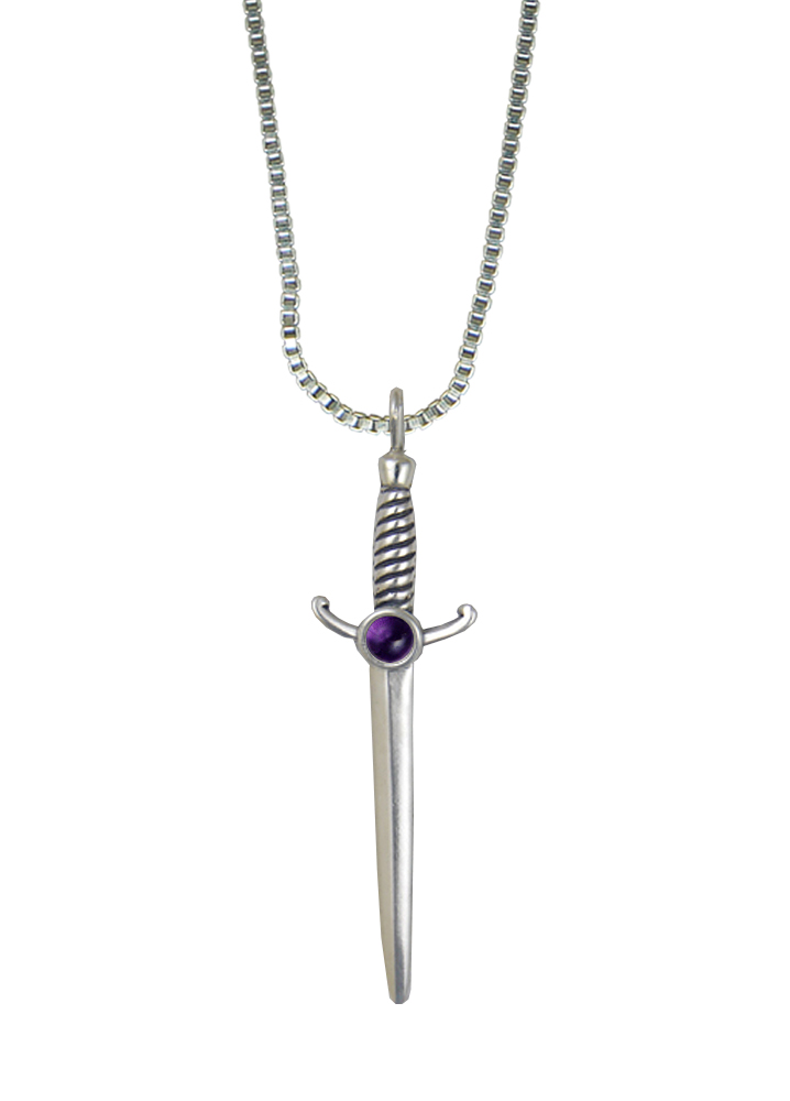 Sterling Silver Athena's Sword Pendant With Amethyst